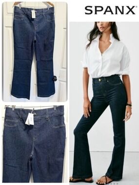NWT SPANX Original EveryWear Flare Jeans Raw Indigo SPANXshape Size 1X NEW